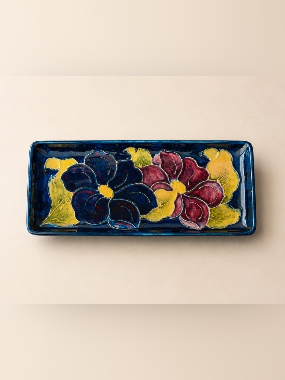 Antique Moorcroft Pottery Art Nouveau Floral Tray - Picture 2 of 12